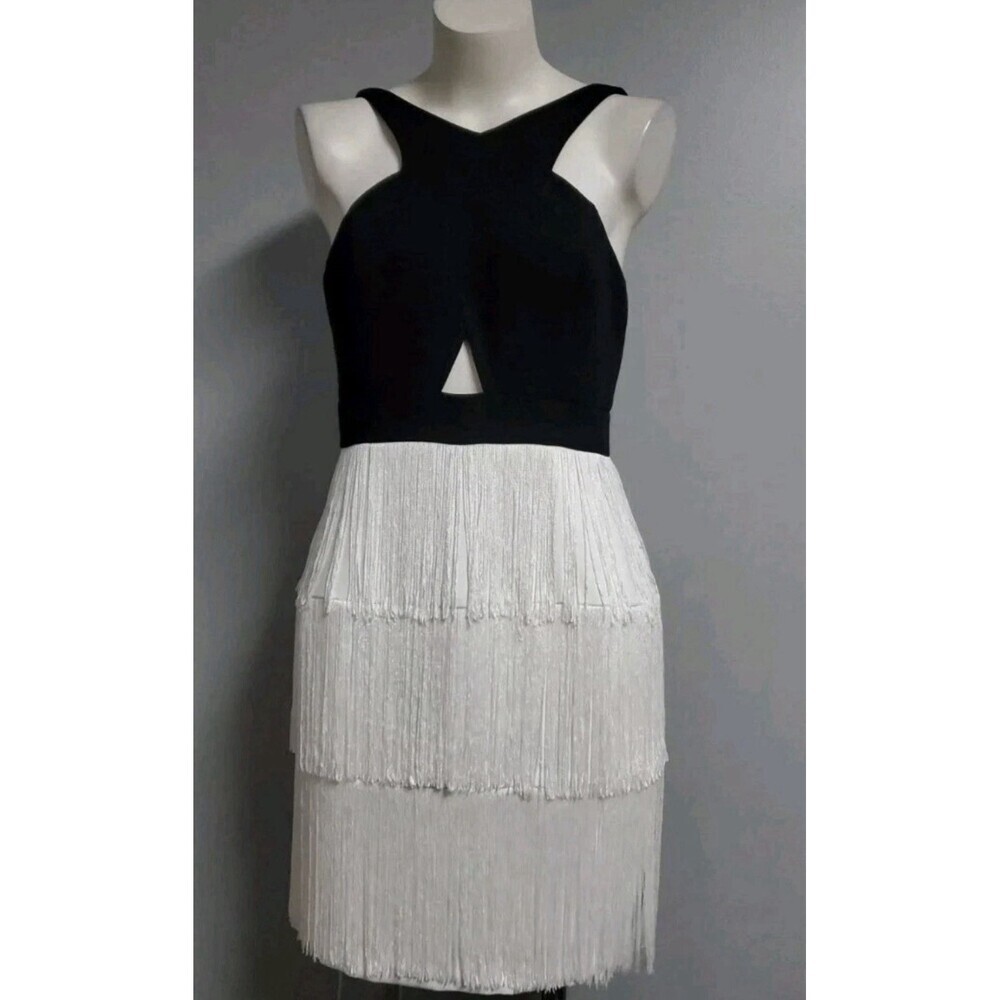 Aidan Mattox Womens Black White Sleeveless Cocktail Dress 6 RT $195.00